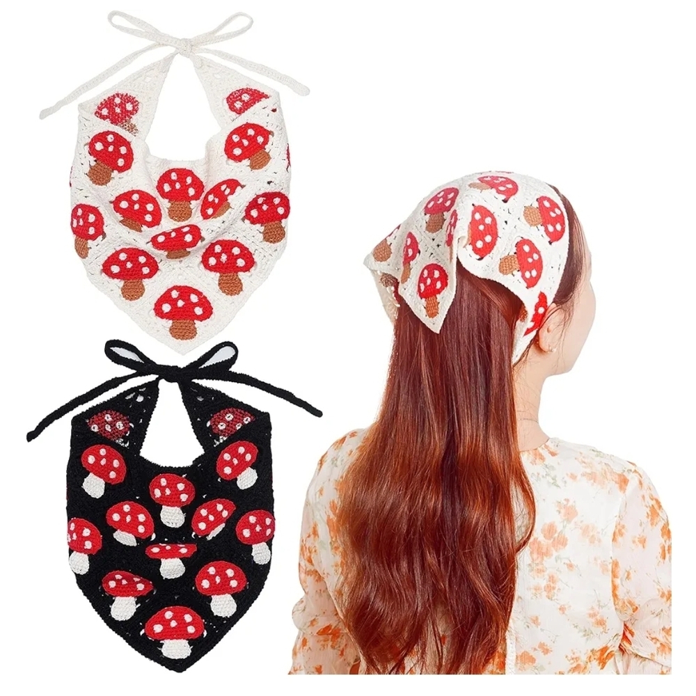 Mushroom Print Kids Bandana Set‎ - Red and Black